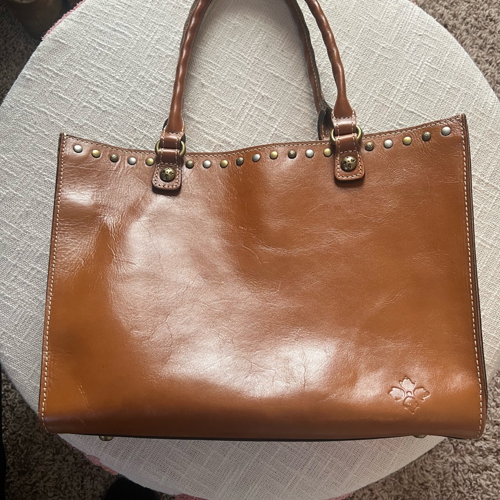Patricia Nash Tan Leather Tote with Stud Accents